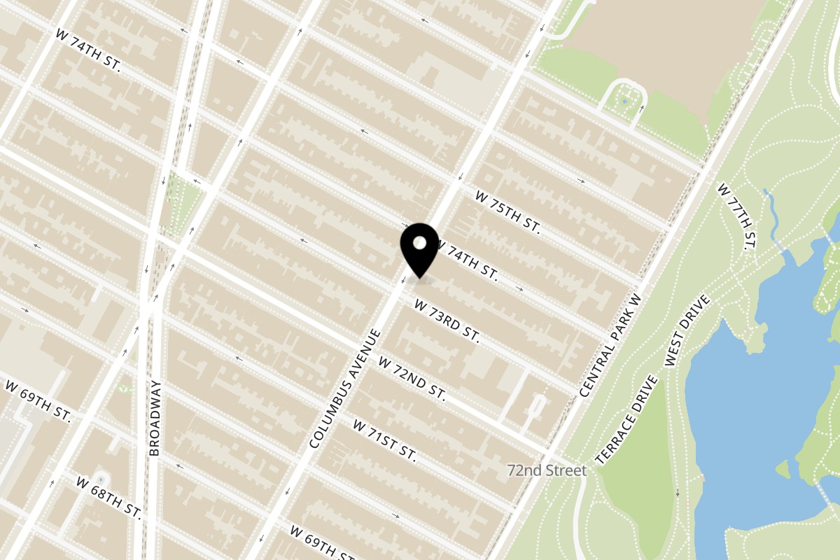 Map showing the location of Angaar on 283 Columbus Ave in New York